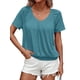 thumbnail image 1 of Camisetas Casuales de Verano para Mujer, Camisetas de Corta con Cuello en V, Azul Pavo Real, Talla M, 1 of 7