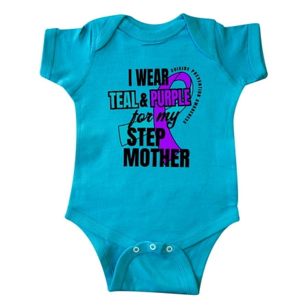 

Inktastic Suicide Prevention I Wear Teal and Purple For My Step Mother Gift Baby Boy or Baby Girl Bodysuit