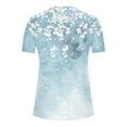 thumbnail image 5 of Qulqfy Henley T-Shirts for Women Smocked Short Sleeve Floral T-Shirts Tunic Women's Trendy Tees L, 5 of 5
