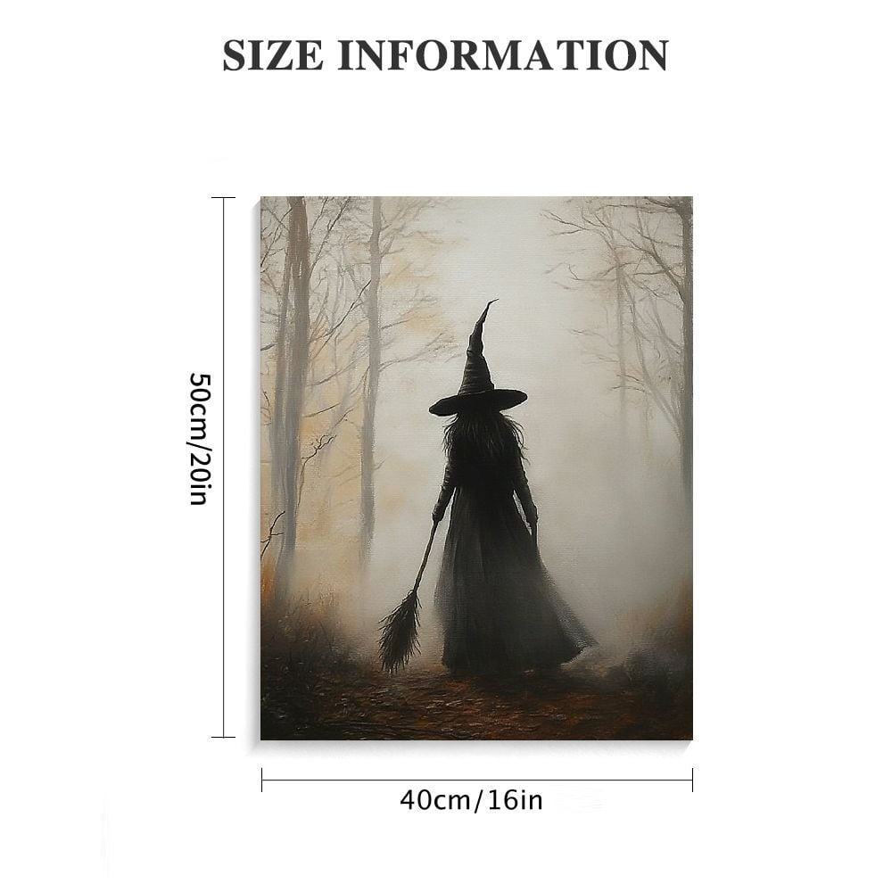 JRXY Vintage Rustic Witch Posters Halloween Canvas Wall Art Witch in The Forest Painting Prints Goth Dark Moody Wall Decor for Living Room Bedroom Home Office Wall Decor 16x20 in