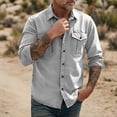 thumbnail image 2 of DeHolifer Men's Denim Shirt Plus Size Solid Color Button Down Long Sleeve Cowboy Work Shirts Gray XL, 2 of 5