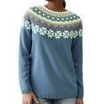 thumbnail image 2 of CCRFTGI Fair Isle Sweaters for Women 2025 Fashion Long Sleeve Knit Sweater Pullover Casual Vintage Sweater Lightweight Crewneck Jumper Tops Blue XXL, 2 of 4