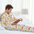 thumbnail image 6 of Susaid Flamingo And Pineapple Print Men's Long Sleeve Pajama Set, Two-Piece Button-Down Loungewear PJs Set, Comfortable Sleepwear for Relaxation-Large, 6 of 7