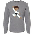 thumbnail image 3 of Inktastic African American Boy, Black Belt, Karate Pose Long Sleeve T-Shirt, 3 of 5