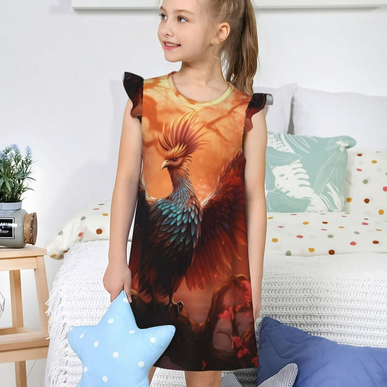 Girls Nightgowns Sunset Blossoms Phoenix Perch Flutter Sleeves