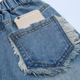 thumbnail image 5 of LYMAYTER Teens Girls Denim Skirt Midi Knee Length High Waist Slit Front Washed Jean Skirt Elastic Waist 5-14Y, 5 of 8