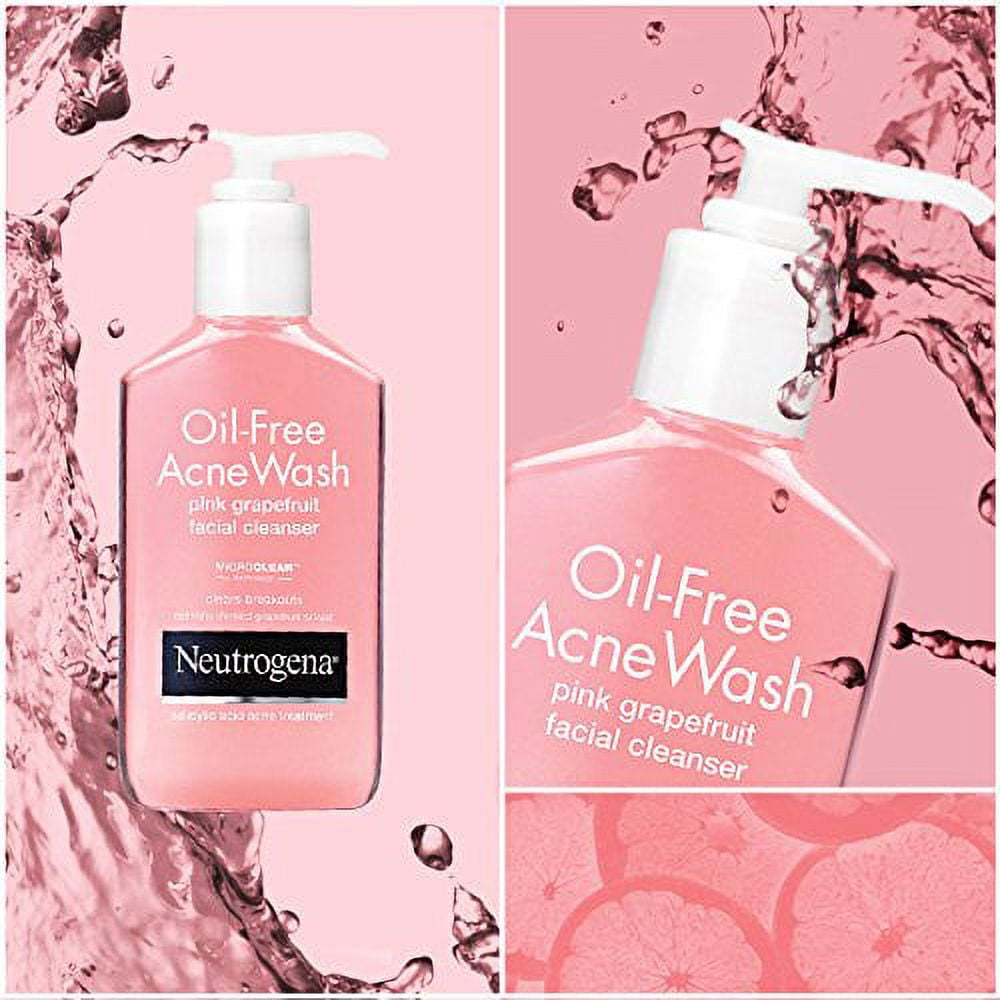 Neutrogena Oil-Free Acne Wash Facial Cleanser, Pink Grapefruit - 6 Oz, 3 Pack