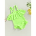 thumbnail image 3 of Bagilaanoe Toddler Baby Girls One-Piece Swimsuit Off Shoulder Sleeveless Ruffle Swimwear 12M 18M 24M 3T 4T Kids Bathing Suit Beachwear, 3 of 8