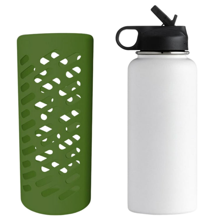 Heat-Insulated Water Bottle Cover Silicone Material Scratch Resistant for  Outing Traveling Camping Green 32OZ 