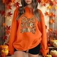 thumbnail image 2 of Fiaer Thanksgiving Women Sweatshirts Plus Size Crew Neck Pullover Long Sleeve Give Thanks Graphic Loose Fit Holiday Tops Orange XL, 2 of 4