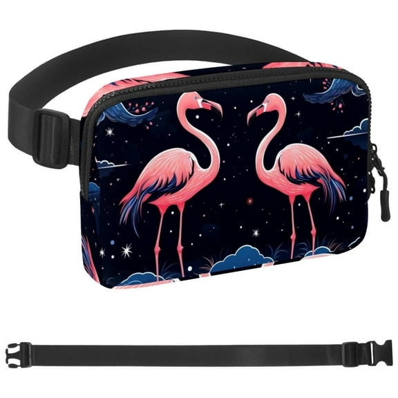 Starry Flamingos Fanny Pack for Men Women, Crossbody Waist Bag Pack, Belt Bag for Travel Walking Running Hiking Cycling, Easy Carry Any Phone, Wallet