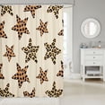 thumbnail image 2 of Manfei Cheetah Stars Printed Shower Curtain 72Wx78L,Chic Theme Bath Curtain,Cream Brown, 2 of 5