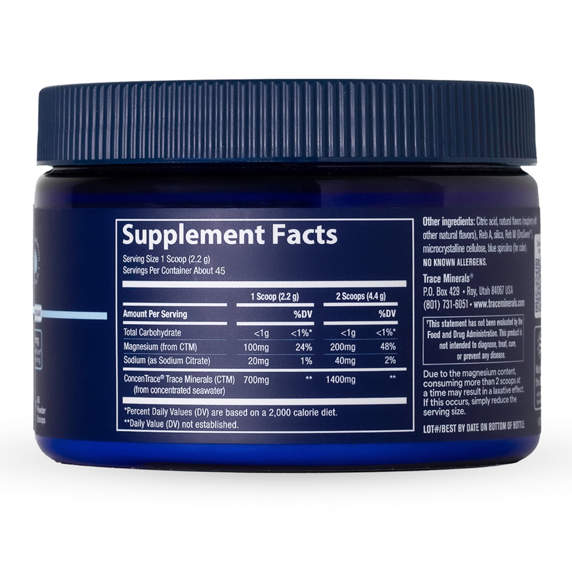 Trace Minerals ConcenTrace Daily Mineral Powder for Energy, Digestion and Bone Health, Blue Raspberry, 3.49 Ounce, 60 Servings