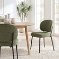 thumbnail image 3 of Set of 2 Upholstered Modern Dining Chairs, Mid Century Kitchen Chairs with Curved Backrest and Metal Legs for Dining Room, Living Room, Green, 3 of 14