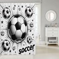thumbnail image 2 of Manfei Sport Football Shower Curtain 72Wx84L, Soccer Print Bathroom Shower Curtain, Black White 07, 2 of 5