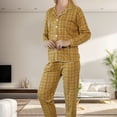 thumbnail image 2 of Arlun Women's Plaid Pajama Sets Long Sleeve Button Down Sleepwear Wide Leg Elastic Waisted Trousers Nightwear Lightweight Breathable Soft Fashion Checkered Loungewear Sets Yellow M, 2 of 7