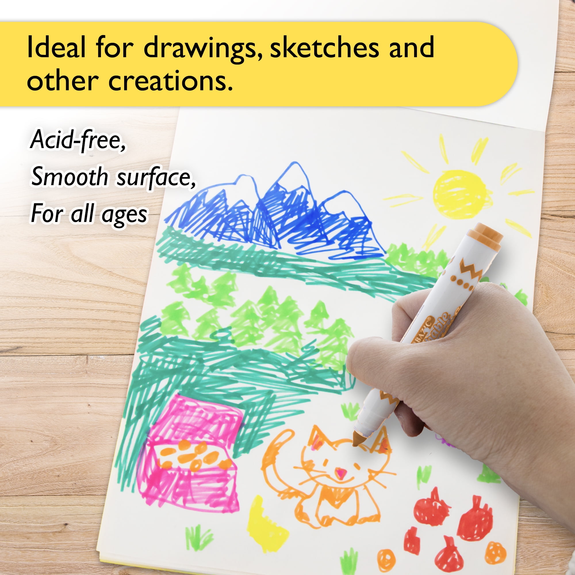 BAZIC Doodle Pad 50 Sheets 9"x12" Doodling Drawing Pads Papers, 48-Pack