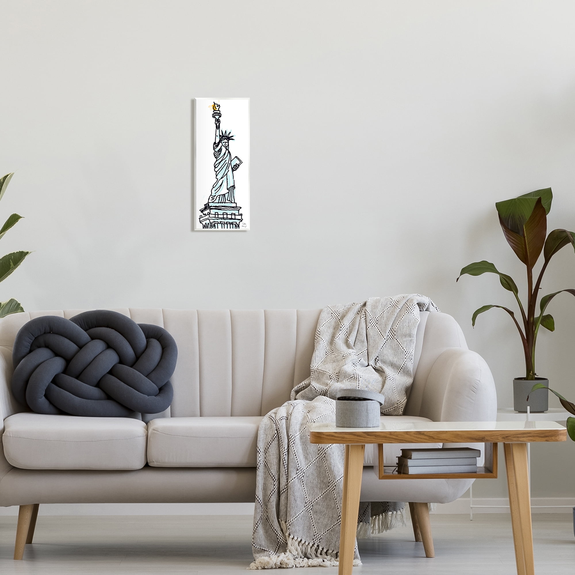 Stupell Industries Minimal Statue of Liberty Town & City Painting Unframed Art Print Wall Art, 7 x 17