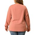 thumbnail image 4 of MODA NOVA Junior's Plus V Neck Long Sleeve Twist Knot Top Peach 2X, 4 of 8