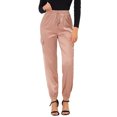 thumbnail image 1 of Pantalones cargo de satén sedoso Allegra K de tiro alto elástico con cordón para mujer Gris-Rosa S, 1 of 6