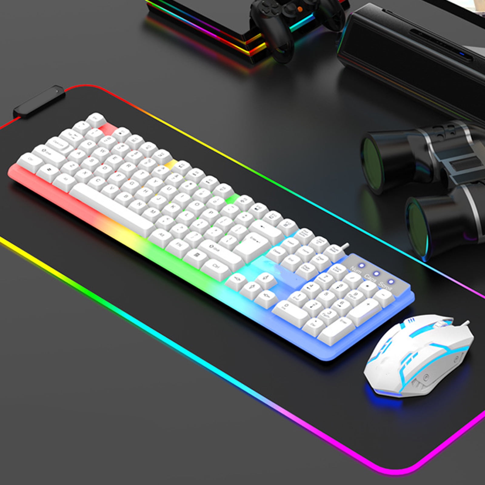 LED Backlit Large Size USB Corded Mechanical Feeling Multimedia Gaming Keyboard Combo Keyboard for Work