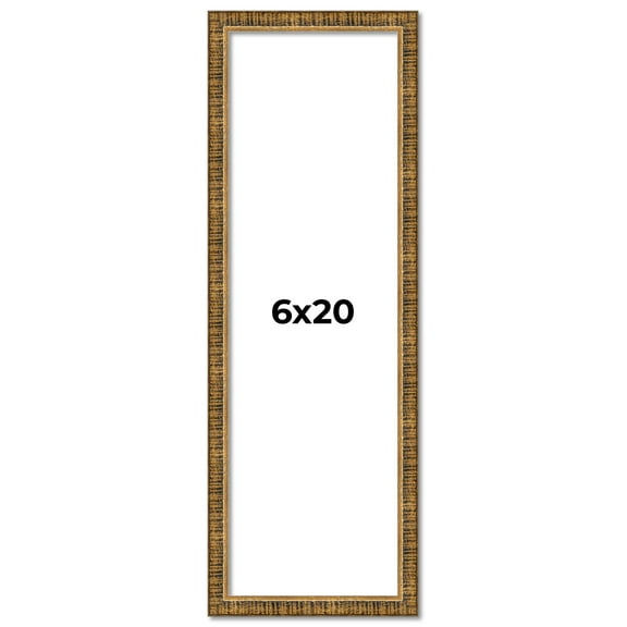 6x20 Frame Gold Solid Wood Picture Frame - Complete Modern Photo Frame Includes UV Acrylic