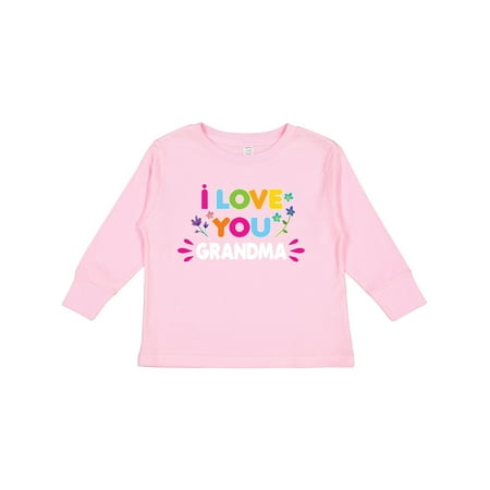 

Inktastic I Love You Grandma with Flowers Gift Toddler Toddler Girl Long Sleeve T-Shirt