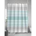 thumbnail image 5 of Fsddascl Aqua Ombre Stripes Shower Curtain Set - 66" x 72" Washable Bathtub Curtain with 12 Hooks, Modern Abstract Stripes Aesthetic Waterproof Fabric Stall Shower Curtains for Bathroom/Bathtub, 5 of 6
