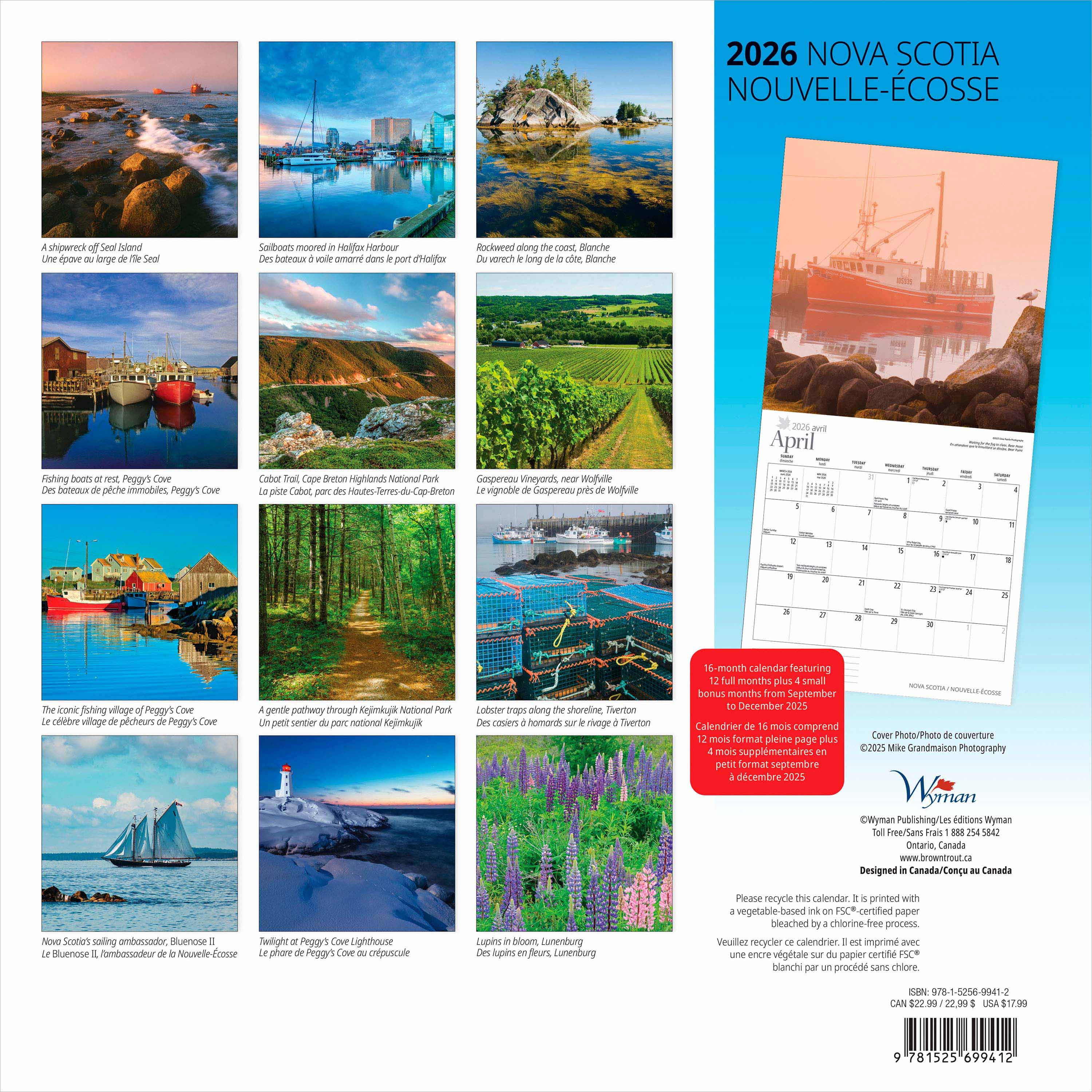 Nouvelle-Écosse 2026 Carré ANGLAISE FRANÇAISE Wyman