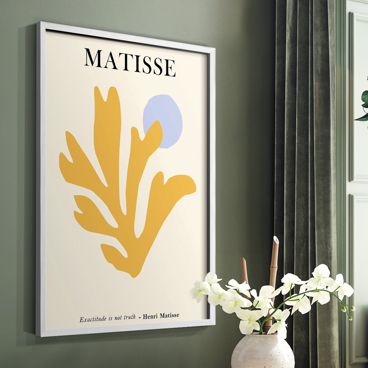 Matisse CDLXXXVI in White Solid Wood Framed Print No Nail Hanging