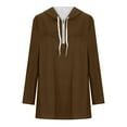thumbnail image 6 of ATOYSOY Women's Fashion Solid Color Pullover Workout Long Sleeve Tees Fall Winter Retro Casual Shirts Loose Hoodie Tops Quarter Zipper Sweatshirts Outwear Brown XXL, 6 of 6