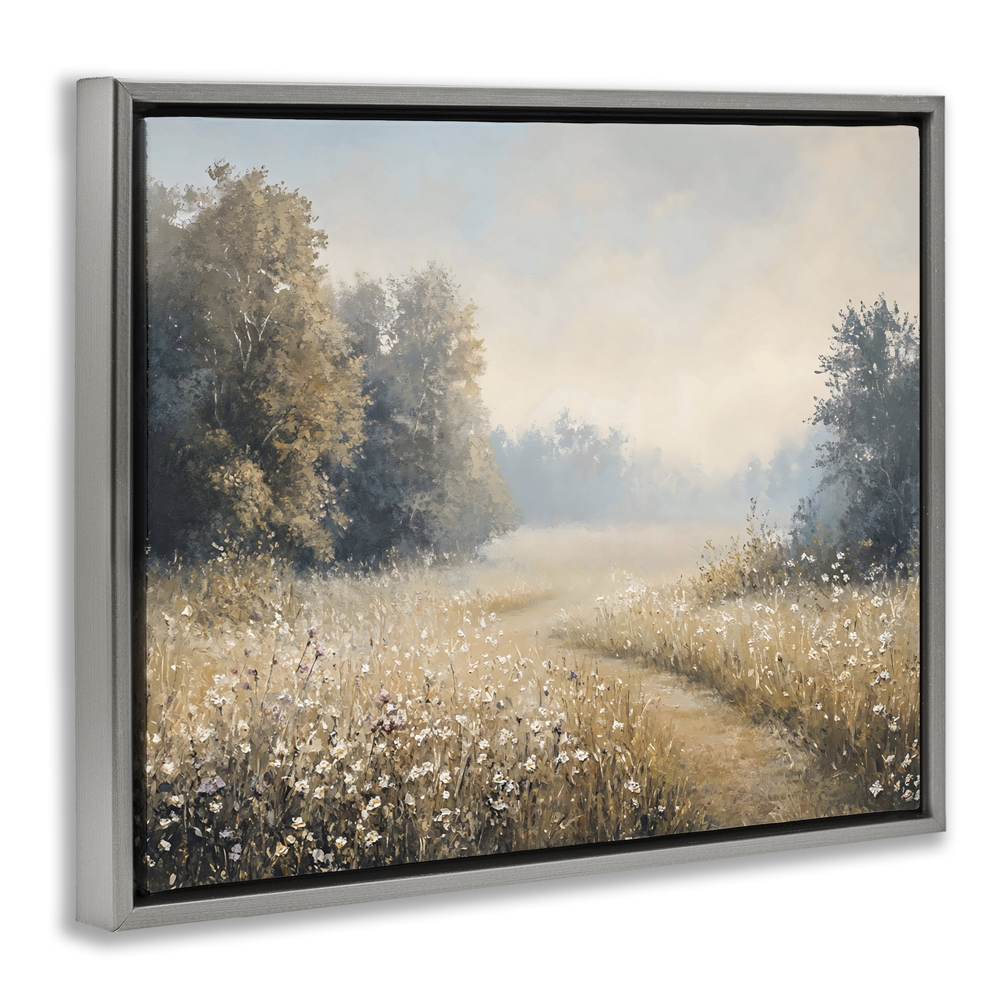 Stupell Industries Wandering Wildflower Path at Dawn Gray Framed Floater Canvas Wall Art, design by Creative Studio