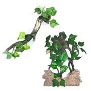 XROMTBEM Reptile Plants Vines for Climbing Habitat Decor Branches with Lifelike Leaves for Lizard Spider Snake Gecko Frog