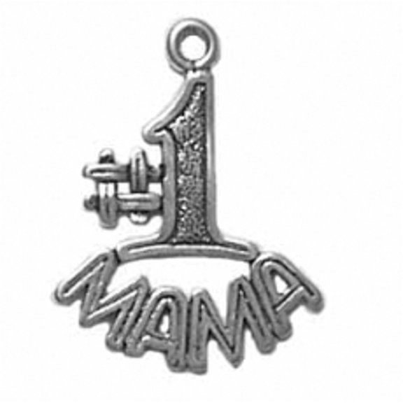 Sterling Silver 16" .8mm Box Chain Number #1 Mama Word Pendant Necklace