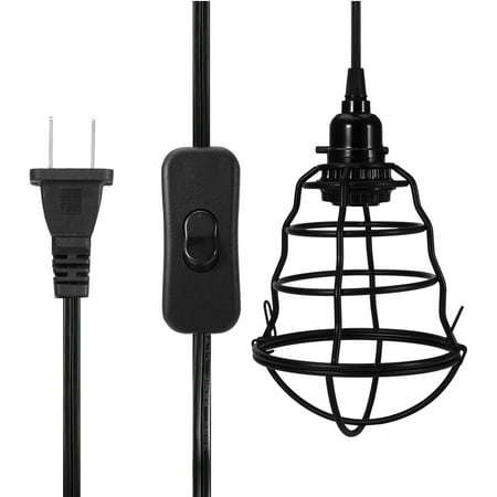 

E27 E26 Light Lamp Bulb Holder Base Light Socket Cable Cord US Plug (with Iron Mesh Cover)