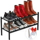 thumbnail image 1 of Zapatero de bambú de 2 niveles para la entrada de la puerta principal con calzador, organizador de zapatos apilable, estante para zapatos para la entrada, el pasillo, el baño y el armario,, 1 of 7