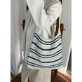 thumbnail image 2 of Crochet Tote Bag for Women, Stripe Aesthetic Knitted Tote Bag Shoulder Bag Handbag, 2 of 5