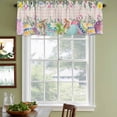 thumbnail image 3 of Vintage Easter Curtain Valances for Windows, Kitchen Valance Window Treatments Panel 2 Pack, Colorful Floral Eggs Bunny Pink Plaid Rustic Rod Pocket Short Curtains for Bathroom Bedroom 54 x 18 Inch, 3 of 8