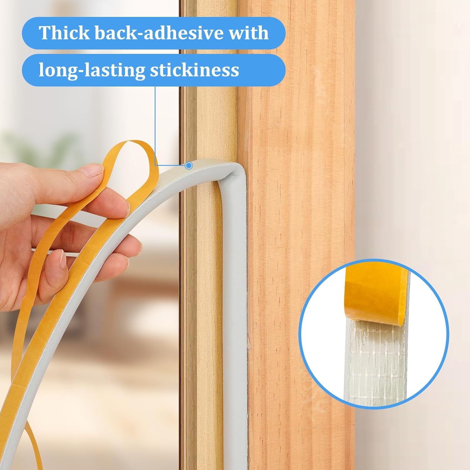 FRKSMD-19.7Feet D-type Weather Stripping Door Seal, Self-Adhesive Seals for Door Window Gap, Soundproofing, Insulation Strip, Door Sealers for Door Frame (Gray), D14-12