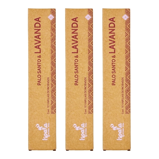 Incienso Aromático Artesanal Palo Santo y Lavanda Tranquilidad 100% Vegano para Hogar, Oficina y Meditación 3 PACK