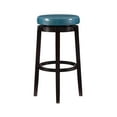 thumbnail image 3 of Linon Maya 31" Teal Blue Faux Leather Swivel Bar Stool in Brown Wood Frame, 3 of 15