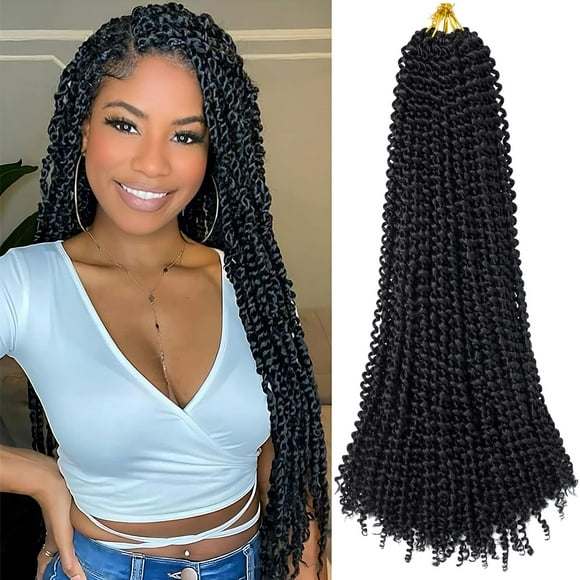 Ubeleco Passion Twist Hair 24 Inch 154 Strands Water Wave Crochet Hair for Black Women 7 Packs Long Bohemian Curly Braiding Hair Spring Twist Crochet Braids Hair Extensions (24inch,1B)