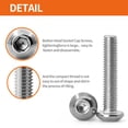 thumbnail image 3 of 1/4-20 x 1-1/2" Button Head Socket Cap Screws Bolts 304 Stainless Steel Machine, Allen Hex Drive, Bright Finish Fully Threaded 25PCS, 3 of 8