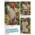 thumbnail image 3 of ZXSXSY Women Floral Print Petal Short Sleeve Notch V Neck Blouse, 3 of 6