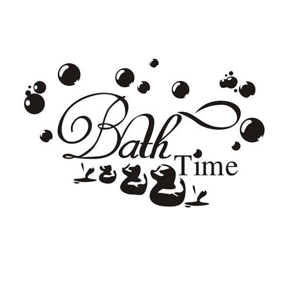 Lovehome Bath Time Wall Sticker Bathroom Quote Wall Decal Bubbles Duck