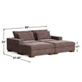 thumbnail image 3 of Isabella Sectional Sofa Corduroy Velvet with two Ottomans in Chocolate Color, 3 of 9