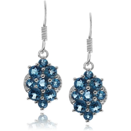 Brinley Co. Women's Blue Topaz Sterling Silver Round Dangle Earrings