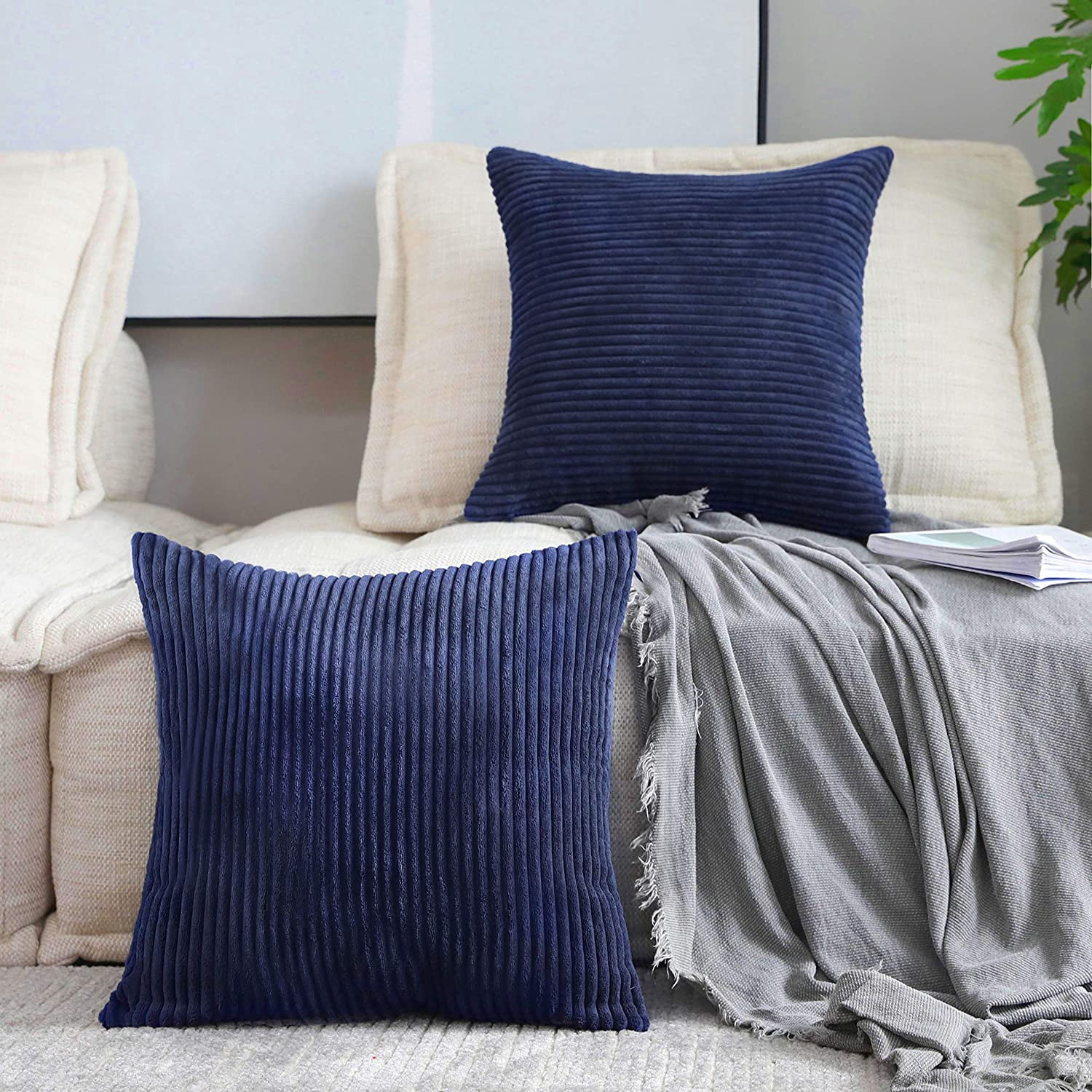 18x18" Corduroy Stripe Slipcover Sofa Throw Pillow Case Cushion Cover Violet 