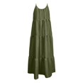 thumbnail image 4 of EliteGoogv Womens Maxi Dresses U Neck Sleeveless Backless Dresses For Women Pleated Side Pocket Summer Dresses Beach Vacation Wedding Guest Dresses Army Green, 4 of 5