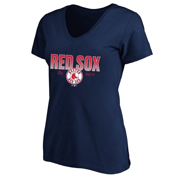 Women's Profile Navy Boston Red Sox Plus Size Wordmark V-Neck T-Shirt